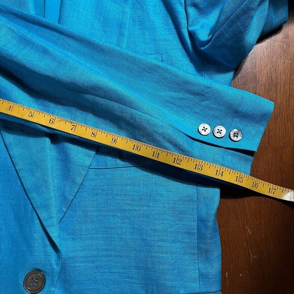 90s Classiques 100% Linen Longline Blazer Womens XS Oversized Bright Crest Retro - Picture 11 of 13